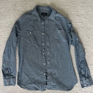 Wallin & Bros. Men’s Button Down Shirt, Light Blue/Gray, Size Large